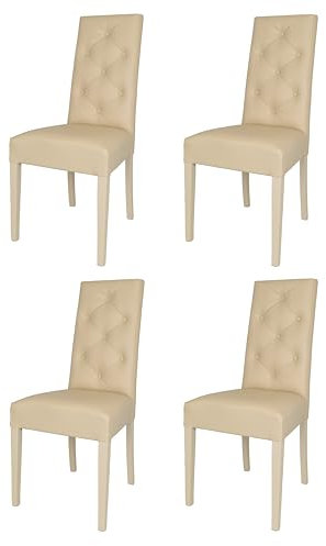 t m c s Tommychairs - 2er Set Moderne Stühle Chantal für Küche und Esszimmer, robuste Struktur aus lackiertem Buchenholz Farbe Sand, gepolstert und mit Kunstleder Farbe Sand bezogen