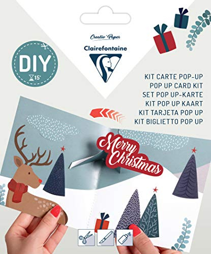 Clairefontaine 20020C Set Pop-up mit 1 Karte 13,5 x 13,5 cm + 1 Umschlag 14 x 14 cm, Elemente zum Ausschneiden, 1 Set, Weihnachten