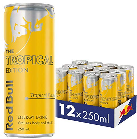 Red Bull Energy Drink, Tropical Edition, Tropischer Geschmack, 250 ml (12 Stück)