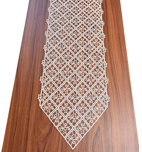 Tischband Sissi in Natur aus echter Vogtländischer Spitze Luftspitze mit edlen Ornamenten