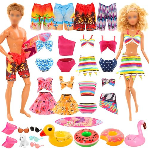 Miunana 19 Pezzi Per Bambola: 5 Costumi Da Bagno Per Ragazza 4 Abiti Per Ragazzo + 10 Accessori (NON INCLUDE BAMBOLA)