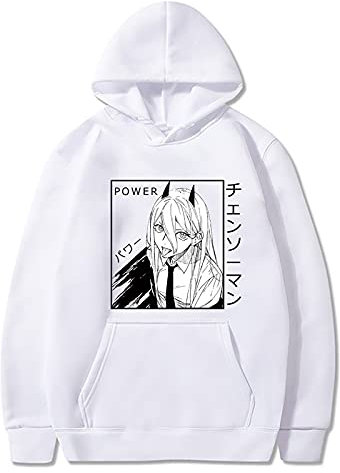 Chainsaw Man Hoodie Long Sleeve with Hooded Power Hoodie Chainsaw Man Power Sweatshirt Casual Harajuku Pullover for Men Women Teens