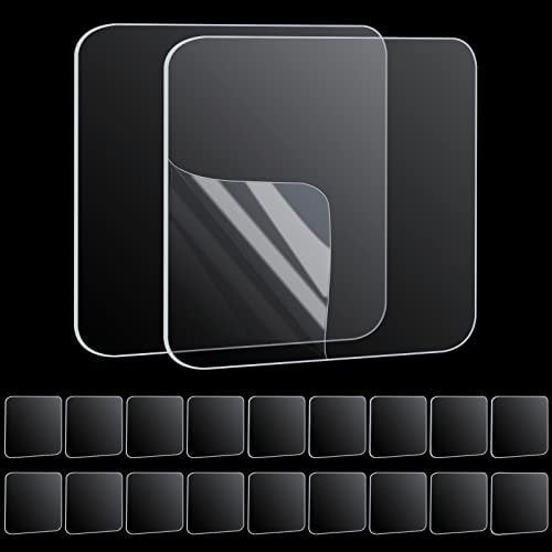 MILEQEE 20PCS Double Sided Adhesive Pads for Mounting, 60mmx60mm,Two Sided Precut Tape Super Strong Heavy Duty Squares Washable Sticky Patch for Walls Hanging Nano Gel Large Clear