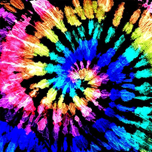Loussiesd Tie Dye Polsterstoff für Stühle,bunter Boho Trippy Swirl Outdoor Stoff als Meterware,Regenbogen Hippie Bohemien Zigeuner Dekostoff für Polster und Heimwerkerprojekte,92x160cm,Schwarz Blau