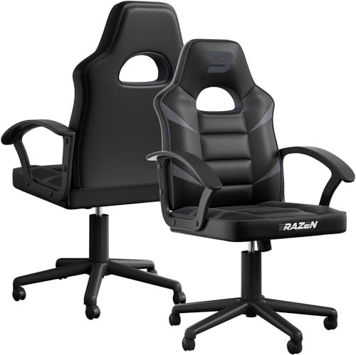 BraZen Ergonomic Office Gaming Chair for Adults Computer Adult Gaming Chair PC Red Mid Back Computer PC Ergonomic Video Gamer Chairs For Adults - Valor Grey