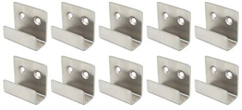 NOVSINO Stainless Steel Flat J Hooks Hanger, Ceramic Tile Billboard Display Board Holder Wall Mount Heavy Duty Hook Brackets Silver, Pack of 10