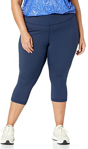 Amazon Essentials Leggings Capri Sportivi Modellanti per Allenamento a Vita Alta (Disponibili in Taglie Forti) Donna, Blu Marino, 6XL Plus