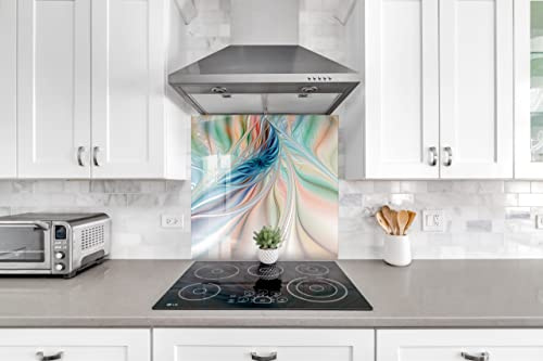 Myphotostation Spritzschutz aus gehärtetem Glas, 59 x 60 cm, abstrakter Spritzschutz für Küche, Dekor, Badezimmer, Wandschutz, Herd, Rückwand, Fliesen, Glas, Spritzschutz
