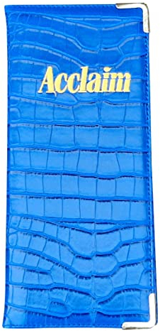 Acclaim Rigid Lawn Bowls Bowling Scorecard Holder Lightly Padded Synthetic Texture Effect 23 cm x 10 cm with Spring Clip & Pen Loop (Blue)