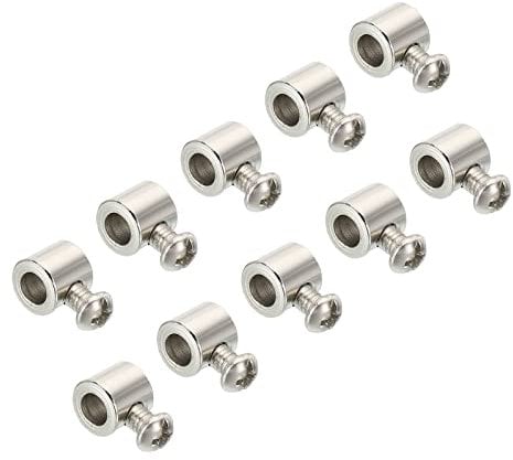 PATIKIL Morsetto per Cavo 9x8mm Filo Metallico Corda Morsetti 20 pz Acciaio Cavi Morsetti 5mm Doppio BuchiCorda Raccordi Morsetti con M4*0.7 Viti per Cavo
