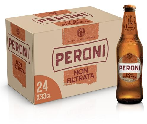 Peroni Birra Non Filtrata, Cassa con 24 Bottiglie da 33 cl, Premium Lager a Bassa Fermentazione, Gusto Rinfrescante e Rigenerante, Gradazione Alcolica 4.7% Vol