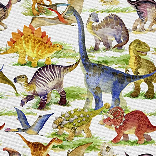 HEKO PANELS Stoff Oxford Wasserdichte Meterware Canvas-Stoff Polyester Stoff Zum Nähen Nähstoffe Möbelstoffe Dekostoffe Handwerken Wasserabweisend Blickdicht Dinosaurier 1 Meter 155 x 100 cm