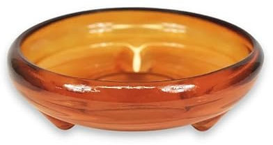 Verano Spanish Ceramics Recycled Glass Ola Footed Glass Bowls - Decorative New Home Living Dining Room Décor Side Table Shelf Display Décor Flower Plants Decorations Ornament Holder - Orange