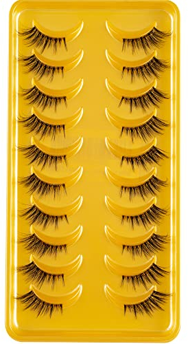 Clear Band Falsche Wimpern D Curl Russische Streifen Falsche Wimpern Manga Lashes Natürlich aussehende falsche Wimpern, die wie einzelne Cluster aussehen Wispy Mink Eye Lashes Pack (DMF08S)