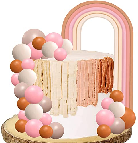 YGCHEN Boho Tortendeko Regenbogen Kuchen Dekoration Kugel Kuchendeko Böhmische Ball Cake Toppers Hochzeit Deko Mädchen Geburtstag Kuchen Topper
