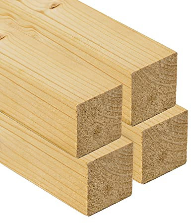 TWE Listelli Legno Massello Abete x 3 Metri Piallati su Quattro Lati con Smusso su Spigoli Made in Italy Confezione da 4 pz (40x40) mm
