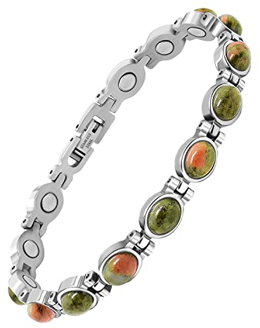 Jeroot Titanstahl Magnetarmbänder für Damen, magnetisch, Brazaletes aus Titanstahl mit 3500 Gauß-Magneten, verstellbares Armband mit Entfernungswerkzeug und Schmuck-Geschenkbox