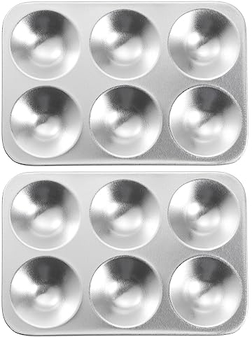 sourcing map 2pcs Paint Palette Tray 5 x 3.4 6 Wells Aluminum Rectangle Paint Mixing Pallet for Acrylic Oil Watercolor Artist DIY Painting