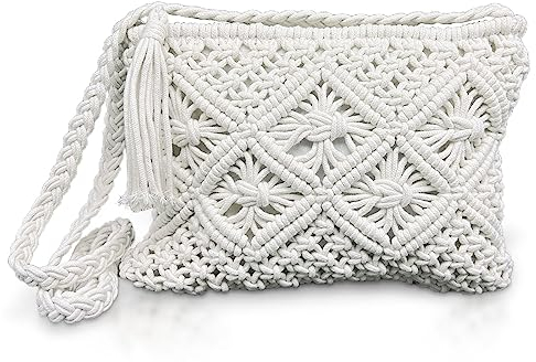 MIVAIUN Weiß Damen Clutch Stroh Umhängetasche Reißverschluss Handtasche Strand Umhängetasche Kleine Umhängetasche Kleine Clutch Tasche Handytasche Geldbörse Einfache Kleine Tasche Strandtasche (Weiß)
