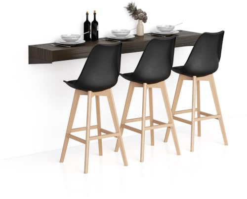 MOBILI FIVER, Barra de Bar Evolution 180x40, Nogal Americano con Cargador inalámbrico, Mesa Flotante para Bares y Restaurantes, Cocina, Made In Italy
