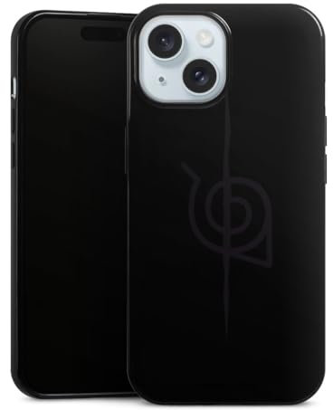 Slim Case extra dünn kompatibel mit Apple iPhone 15 Silikon Handyhülle schwarz Hülle Naruto Shippuden Sasuke Konoha