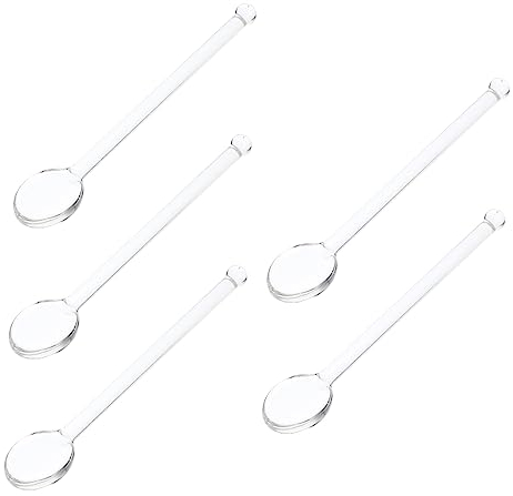 BRIGHTFUFU 5stücke Teiliges Klare Glas Kaffeelöffel Aus Borosilikatglas Hitzebeständig Und Robust Langlebige Rührlöffel Für Kaffee Dessert Und Getränke Mit Langem Stil Multifunktional Für Zuh