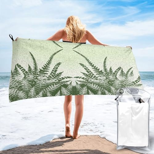 JEWOSS Natürliche Pflanze Farn Blatt Druck Schnell Trocken Handtuch Badetuch Mikrofaser Badetuch Super Saugfähig Badetuch Handtuch Für Outdoor, Reisen Und Fitnessstudio Verwenden