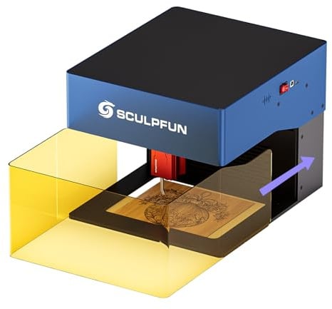 SCULPFUN iCube Pro Max 10W Lasergravurmaschine, Mini Laserschneider mit Filter, APP-Gravur, Gravurgeschwindigkeit 10000 mm/min, Temperaturalarm, 0,08 mm Laserfokus, Lasergravierer für Holz, Acryl
