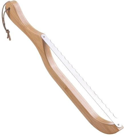 GUIJIALY Couteau à Pain en Bois de 15,8 Pouces avec Manche en Bois et Lame Dentelée pour Trancher Le Pain, Idéal pour Couper du Pain Fait Maison ou du Pain au Levain.