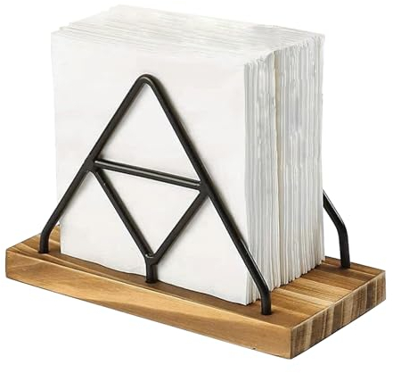 ZDNT Porte Serviette de Table,serviettes en métal et bois,Papier Porte Serviettes,Distributeur Serviette Papier,support serviette papier Pour tables,Maison, Cuisine, Restaurant, Pique Nique, Noir