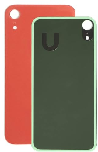 Generisch Backcover Glas kompatibel mit iPhone XR Rückglas Glas Rückseite Ersatz mit Kleber (Rot, Gelb, Blau, Weis, Koralle) (Koralle)