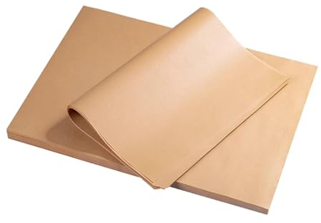 Logei Lot de 100 feuilles de papier sulfurisé carré étanche à la graisse - Papier parchemin non blanchi - Imperméable et antiadhésif - Papier sulfurisé marron - Pour burgers sandwiches
