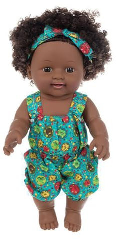 URFEDA Reborn Puppe Schwarze Puppe mit haaren 12 Zoll Afrikanische Puppe für Kinder Lebensechte Weich Realistisches Silikon Baby Puppe Neugeborenes Puppen Mädchen Schwarze Haut Babypuppen Spielzeug