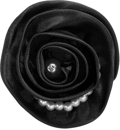 PATIKIL Stoffblumen Broschen Perlen Vintage Seidenblumen Broschen Elegante Blumenpins für Damen Hut Kleid Hemd Krawatte Corsage, Schwarz