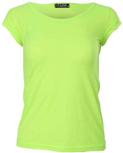 Easy Young Fashion - Damen Basic Rundhals T-Shirt - Kurzarm Unterziehshirt Skinny Fit 1001