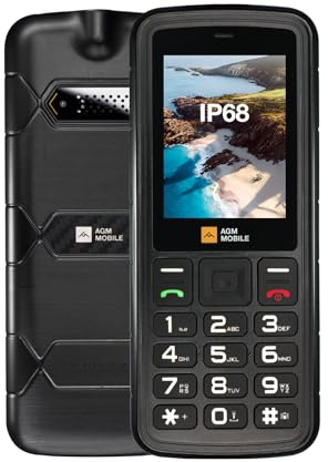 AGM M9 2G Telephone Portable Pas Cher avec Grandes Touches | Senior Débloqué Senior Débloqué Étanche IP68 | Double SIM | Numérotation Rapide | Ergonomique | Téléphone Incassable Écran 2,4 Pouces Noir