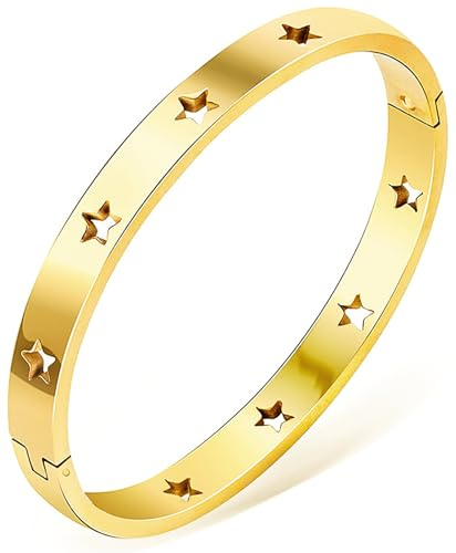 HIQUACC Stainless Steel Hollow Bracelet for Women Gold Plated Love Friendship Bangle Titanium Steel Bracelet