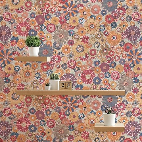 TADESSI Lenni M1-No.10926 Papier peint intissé Motif fleurs Rouge 8,50 m x 0,53 m