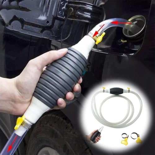 LIUZHIPENG Fuel Syphon Pump, High Flow Water Liquid Transfer Pump, Manual Hand Siphon Pump Kit for Car Fuel Petrol Oil Liquid Transfer (1 Meters)