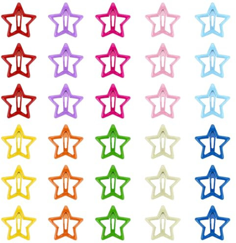 Haarspangen Stern, 30 Stück Y2K Haarschmuck, Haarspangen Mädchen, Bunte Leuchtende Stern Haarspangen, Damen Klein Haarspangen, Kinder Niedlichen Haar Haarspangen(Farbe 2)