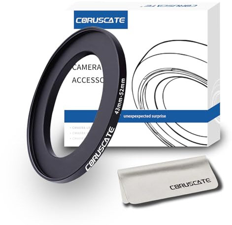 43mm auf 52mm Objektivadapter Ring,Step Up Ring Filter Adapter Kompatibel mit Allen 43mm Objektiven mit 52mm UV ND CPL Filter +1pcs Objektivreinigungstuch