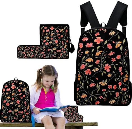 Juego de mochila y lonchera para niños, Juego de mochila para niñas | Conjunto de mochila escolar con estilo Mochila escolar para niñas | Estuche escolar ajustable con bolsa de almuerzo para viajes es