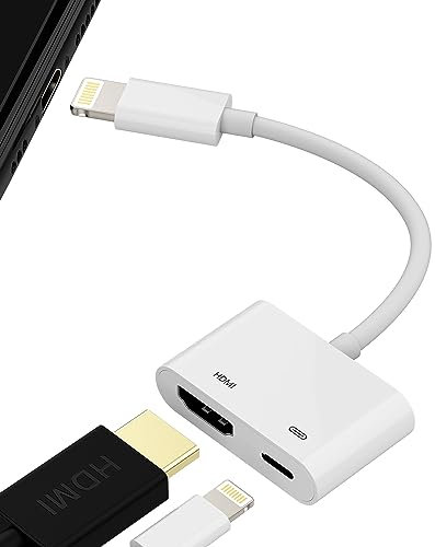 Adaptateur Lightning vers HDMI (2 en 1) pour iPhone Câble pour Apple TV pour iPad Mini AV Convertisseur Hub Connecteur 4K Écran Projecteur Adaptateur Numérique Connecteurs de Charge Appareils Moniteur