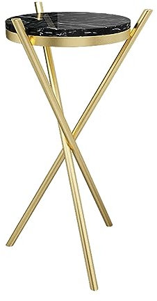 PGKTKCWH Tall Black Side Table Slim Gold Round Sofa Table Marble Top Plant Stand Plant Pot Holder Display Rack Accent Display Stand for Small Spaces(Size:70CM,