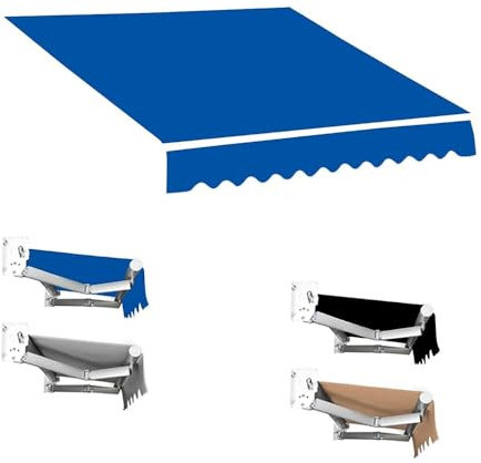 Copertura superiore in tessuto di ricambio per tende da sole, impermeabile, retrattile, per tende da sole, veranda, baldacchino, blu, 600 x 300 cm