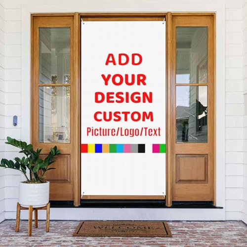 DICUSPEROZTOM Custom Door Cover Decorated Banner, Personalized Banner Sign with Logo Text for Party Birthday Customized Door Cover Decoration for Business Graduation Wedding Event