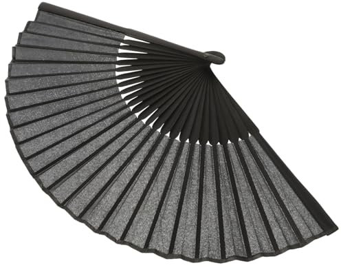 MAGICLULU Black Hand Folding Fan Men's Silk Bamboo Lightweight Fan Easy-carry Bag Pattern