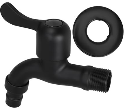 KICHOUSE robinet de machine à laver Robinet simple pour lavabo de salle de bain remplacement du robinet du lavabo support mural pour robinet robinets extérieurs Acier inoxydable Black