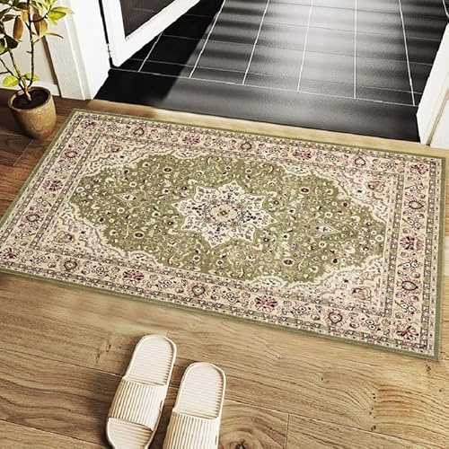 Cozy Haven Heritage Collection Doormat – Non-Slip Washable Doormat, Heavy Duty Welcome Dirt Trapper, Water Absorbent Floormat for Indoor use, Front Entrance and kitchen (Green, 60x110 cm)