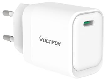 VulTech CC20-1C Caricatore Universale iPhone,Samsung,Xiaomi,Oppo,Google Pixel,Realme Smartphone Tablet 20W GaN USB-C/Type-C PD3.0 QC3.0 PPS bianco - compatto